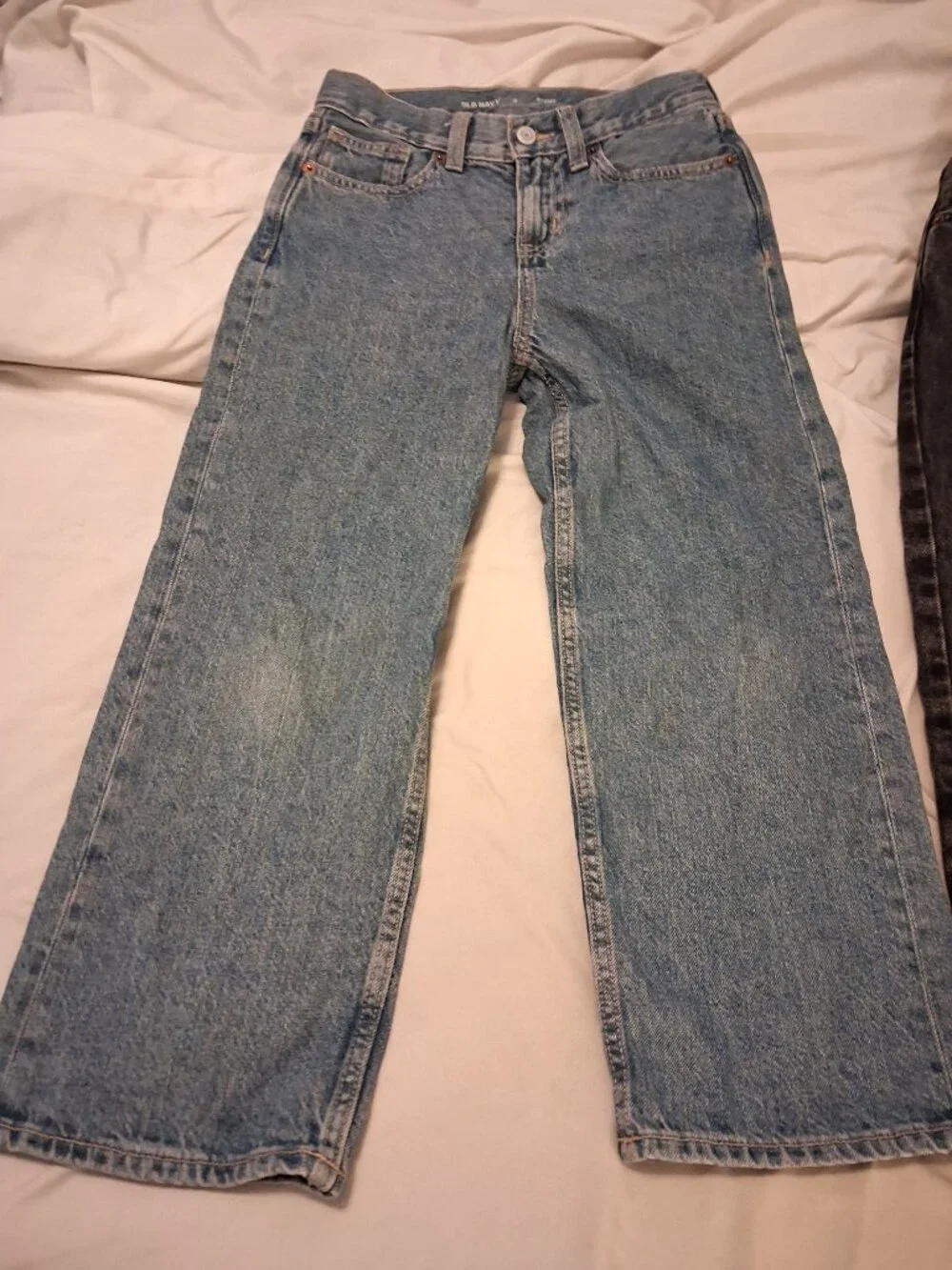 Old Navy Boys Jeans 2 Pairs Size 8 Black And Blue Black Super Baggy Blue Baggy